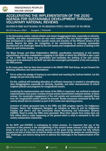 Accelerating the Implementation of the 2030 Agenda for Sustainable Development through Voluntary National reviews