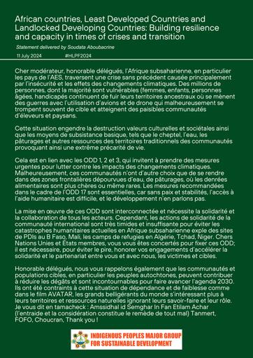 African countries, Least Developed Countries and Landlocked Developing Countries: Building resilience and capacity in time of crises and transition